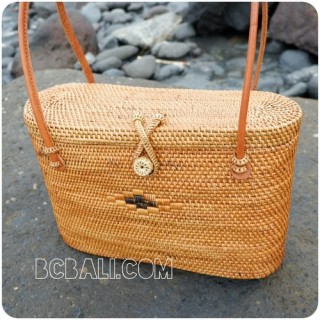 unique women handbag rattan ata oval handwoven full handmade